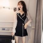 Set: Long-sleeve Lace Mini Dress + Shorts