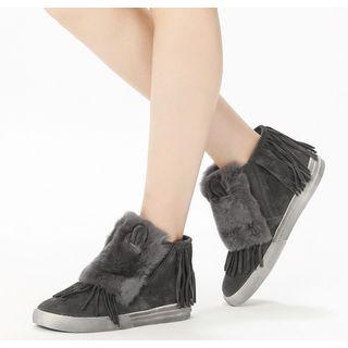 Furry Fringe Short Boots