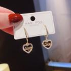Rhinestone Heart Dangle Earring E1849 - 1 Pair - Gold - One Size