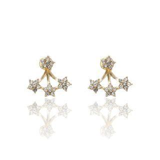Star Rhinestone Alloy Swing Earring Ez47 - 1 Pair - Gold - One Size