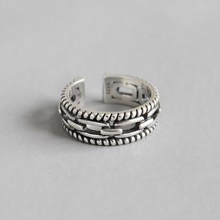 925 Sterling Silver Layered Open Ring Retro Silver - Hk Size No. 14