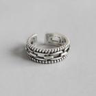 925 Sterling Silver Layered Open Ring Retro Silver - Hk Size No. 14