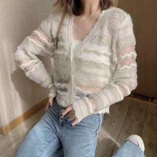 See-through Cardigan White - M