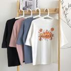 Lettering Print Crewneck Short-sleeve T-shirt