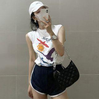 Sleeveless Print T-shirt / Shorts