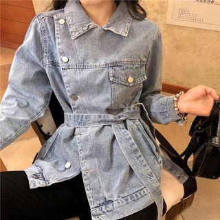Demin Bow-accent Top Blue - One Size