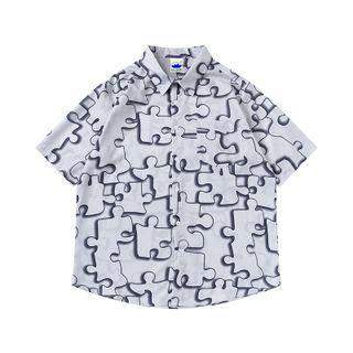 Short-sleeve Puzzle Print Shirt