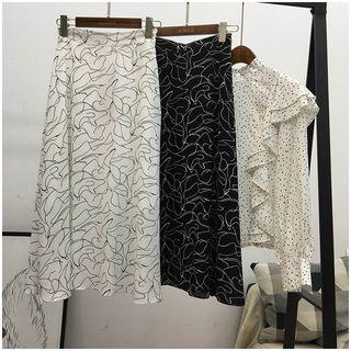 Pattern Printed Midi Chiffon Skirt