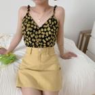 Floral Camisole Top / Plain High-waist Skirt
