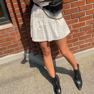 Frilled-hem Eyelet-lace Mini Skirt