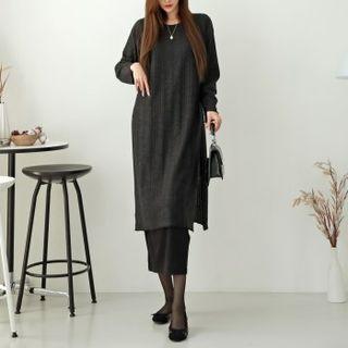 Set: Deep-slit Midi Dress + Long Skirt