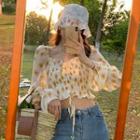 Floral Print Cropped Blouse / Long-sleeve Mini Dress