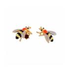 Fashion And Cute Plated Gold Bee Stud Earrings With Red Cubic Zirconia Golden - One Size