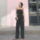 Dotted Tube Jumpsuit White Dot - Black - One Size