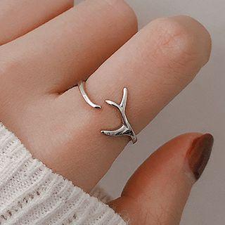925 Sterling Silver Deer Horn Open Ring 09# - 925 Silver - As Shown In Figure - One Size