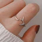 925 Sterling Silver Deer Horn Open Ring 09# - 925 Silver - As Shown In Figure - One Size