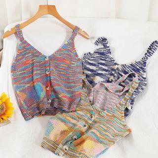 Melange Knit Cropped Camisole Top