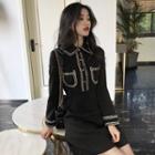 Collared Long-sleeve Mini Dress