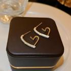 Heart Rhinestone Alloy Earring 1 Pair - Earrings - Silver Pin - Love Heart - Gold - One Size