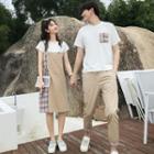 Couple Matching Short-sleeve T-shirt / Straight Leg Pants / Spaghetti Strap Midi Dress