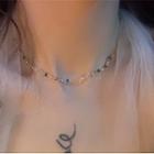 Color Block Bead Necklace Gold & Green & Blue - One Size
