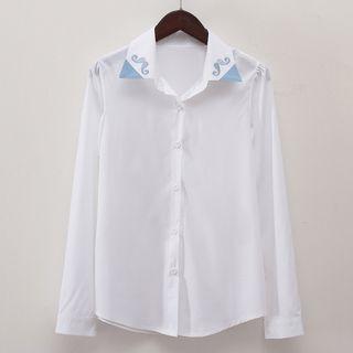 Embroidered Mustache Blouse