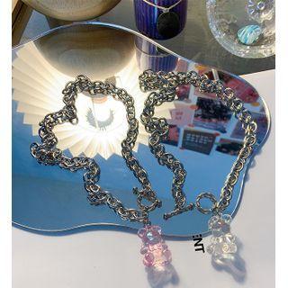 Bear Plastic Pendant Stainless Steel Necklace