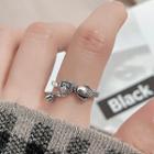 Lotus Carp Fish Alloy Open Ring 1pc - Silver - One Size