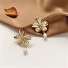 Alloy Flower Faux Pearl Dangle Earring 1 Pair - Earrings - One Size