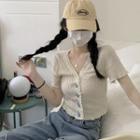 Short-sleeve Top / High Waist Wide Leg Jeans / Set