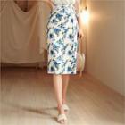 Tall Size Tie-waist Floral Print Wrap Skirt