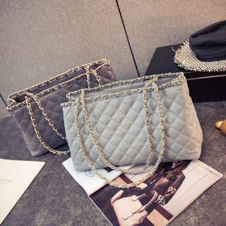 Faux Leather Quilted Carryall Bag