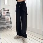 Wide Leg Plain Sweatpants With Front Pocket