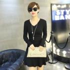 Plain Long Sleeve A-line Mini Dress