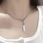 Alloy Tag Necklace 0660a - White Tag - Silver - One Size