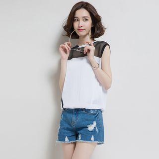 Sleeveless Color Block Knit Top
