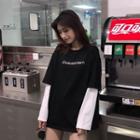 Mock Two Piece Letter Print Long-sleeve T-shirt
