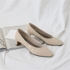 Square-neck Patent Kitten-heel Pumps