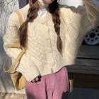 Turtleneck Long-sleeve T-shirt / Cable-knit Cardigan / Wide-leg Pants
