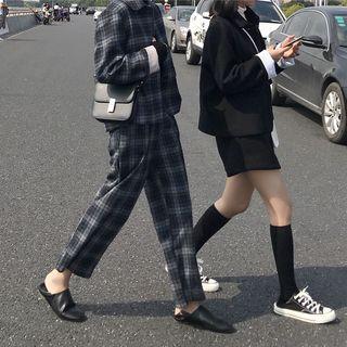Plain / Plaid Buttoned Jacket / Dress Pants / Mini A-line Skort