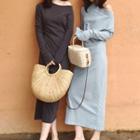One Shoulder Long-sleeve Midi T-shirt Dress