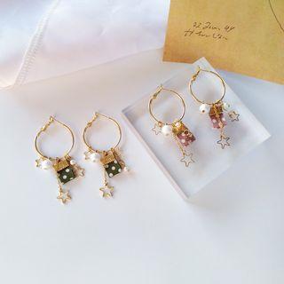 Faux Pearl Star Hoop Earring