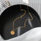 Lettering Disc Pendant Stainless Steel Choker Gold - One Size