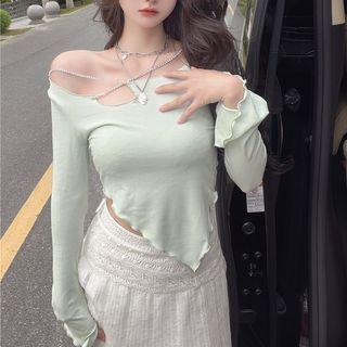 Chain Irregular Cropped T-shirt