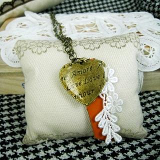 Copper Bonjour Heart Necklace