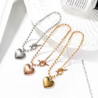 Heart Pendant Stainless Steel Bracelet