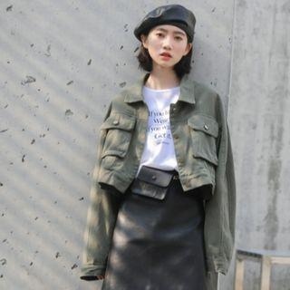 Cropped Cargo Shirt Jacket