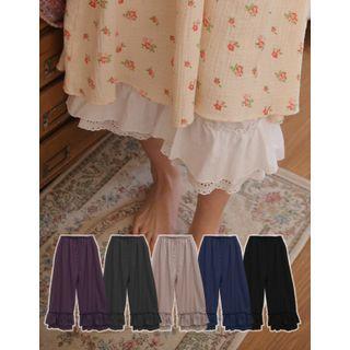 Band-waist Eyelet-lace Hem Inner Pants