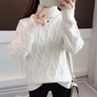 Turtleneck Melange Sweater As Shown In Figure - One Size