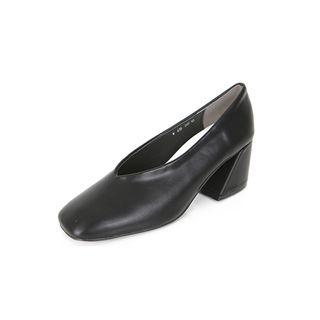 Square-toe Cutout Block-heel Pumps